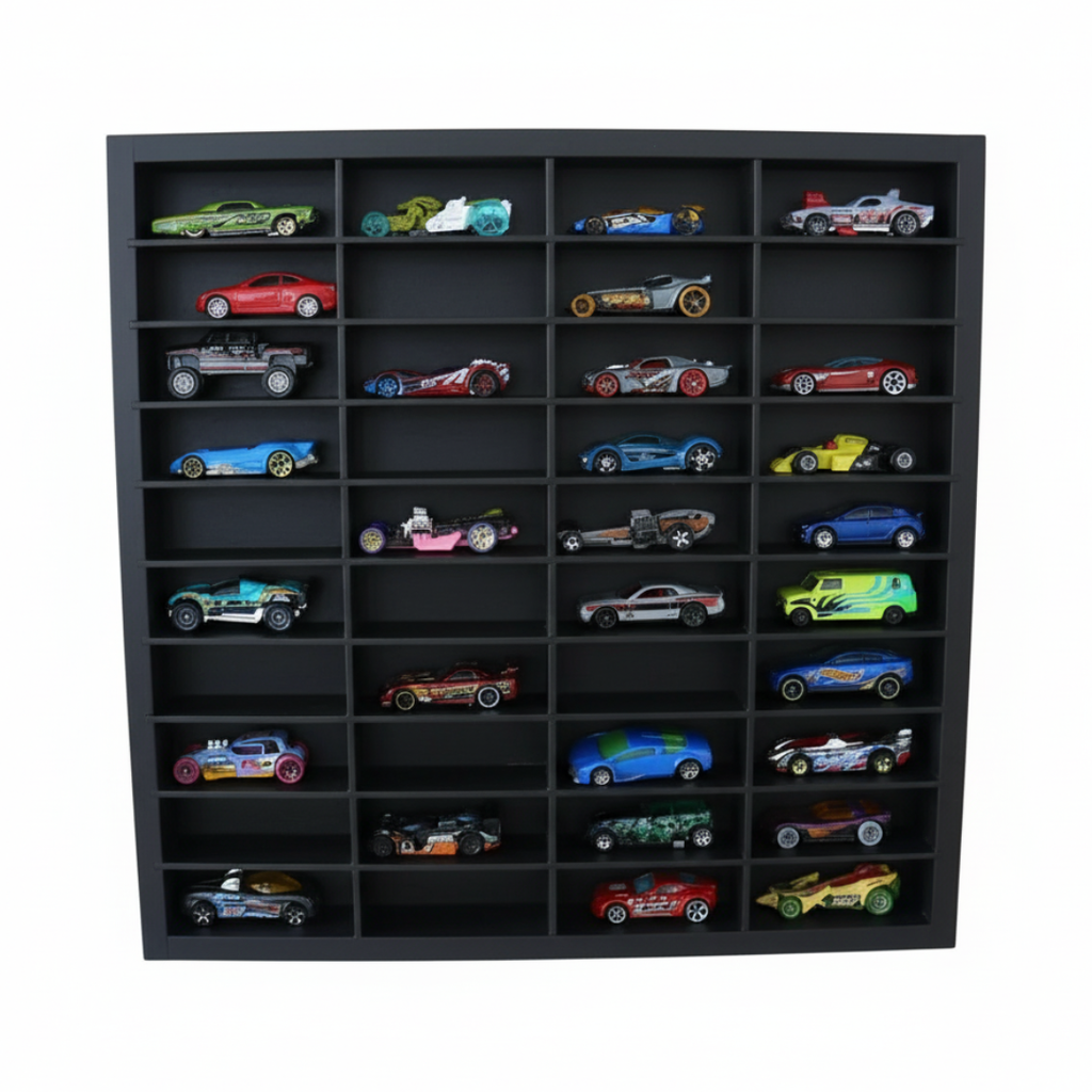 Wooden Hot Wheels Shelf – 40 Compartments