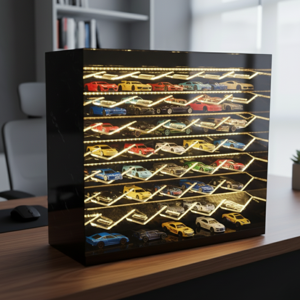 Premium Led Cross Display For Hotwheels, Mini GT, Match box ( 42 car storage )