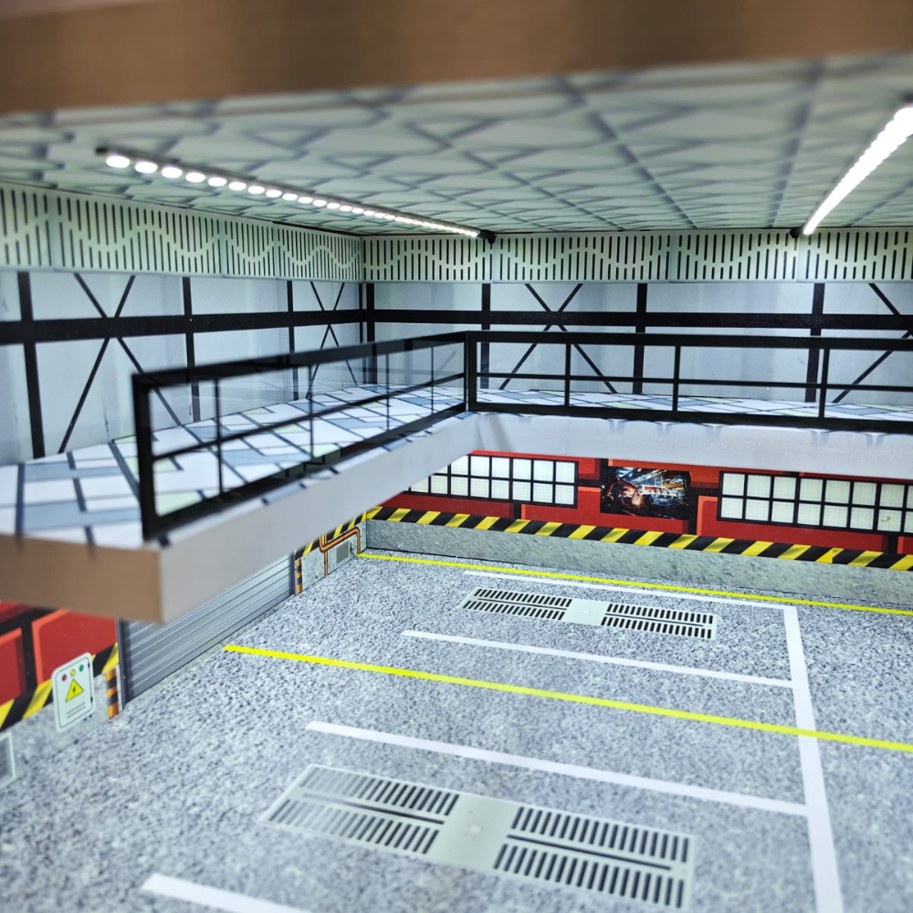 XuFan 1:64 Diorama Car Garage Model LED Lighting City Car Parking Lots Model Background Display Scene Model Collection Gift