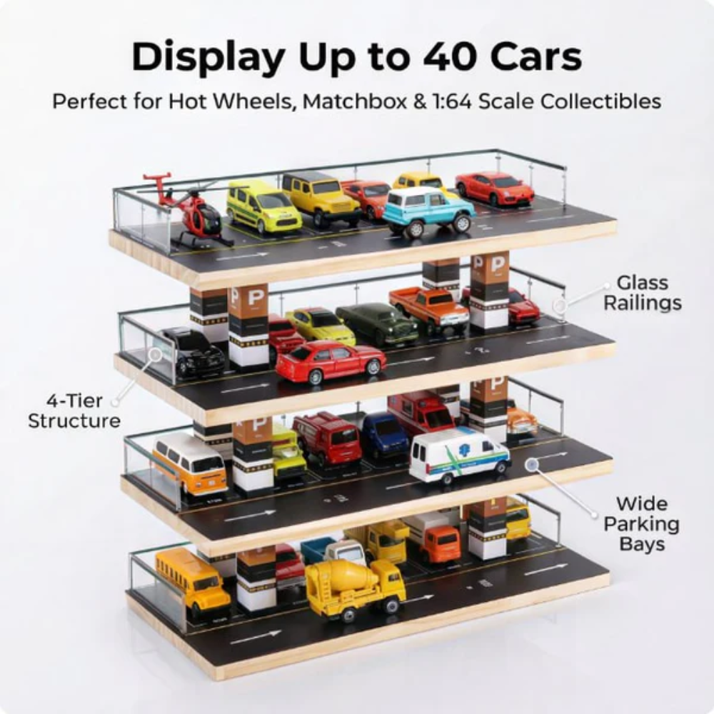 Toy Car 4-Level Parking Garage Playset (Without Cars)
