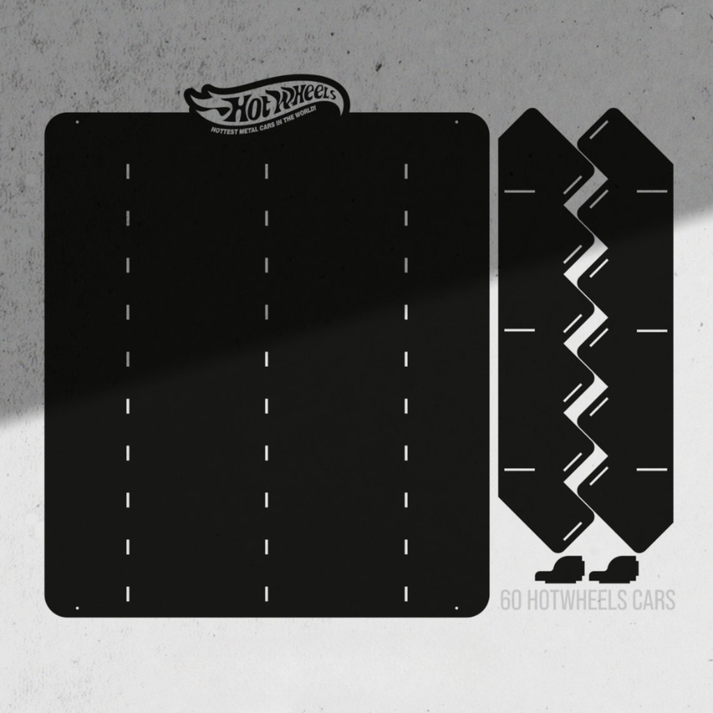 Black Wooden Organizer with 60 Slots for Diecast Car Collection
