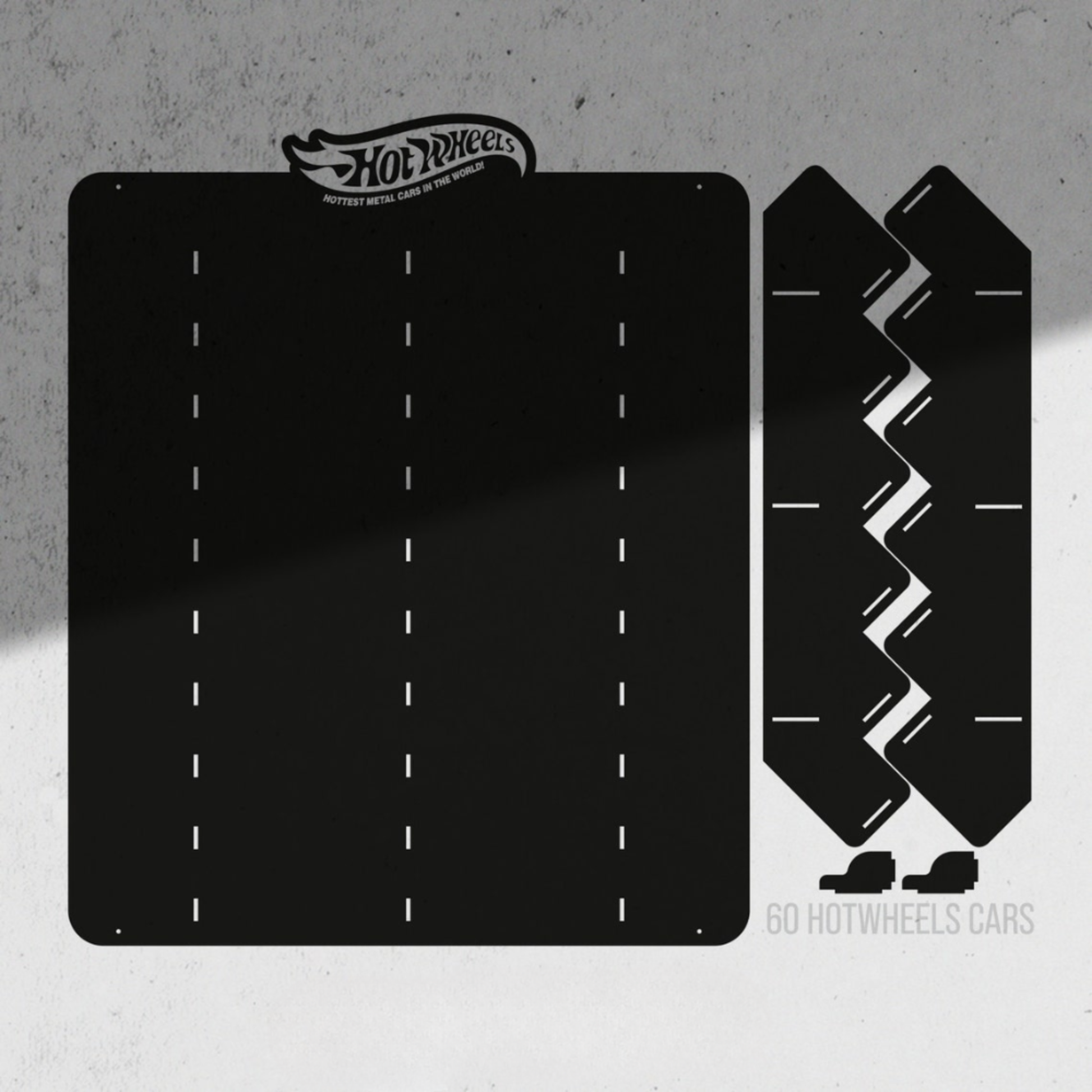 Black Wooden Organizer with 60 Slots for Diecast Car Collection