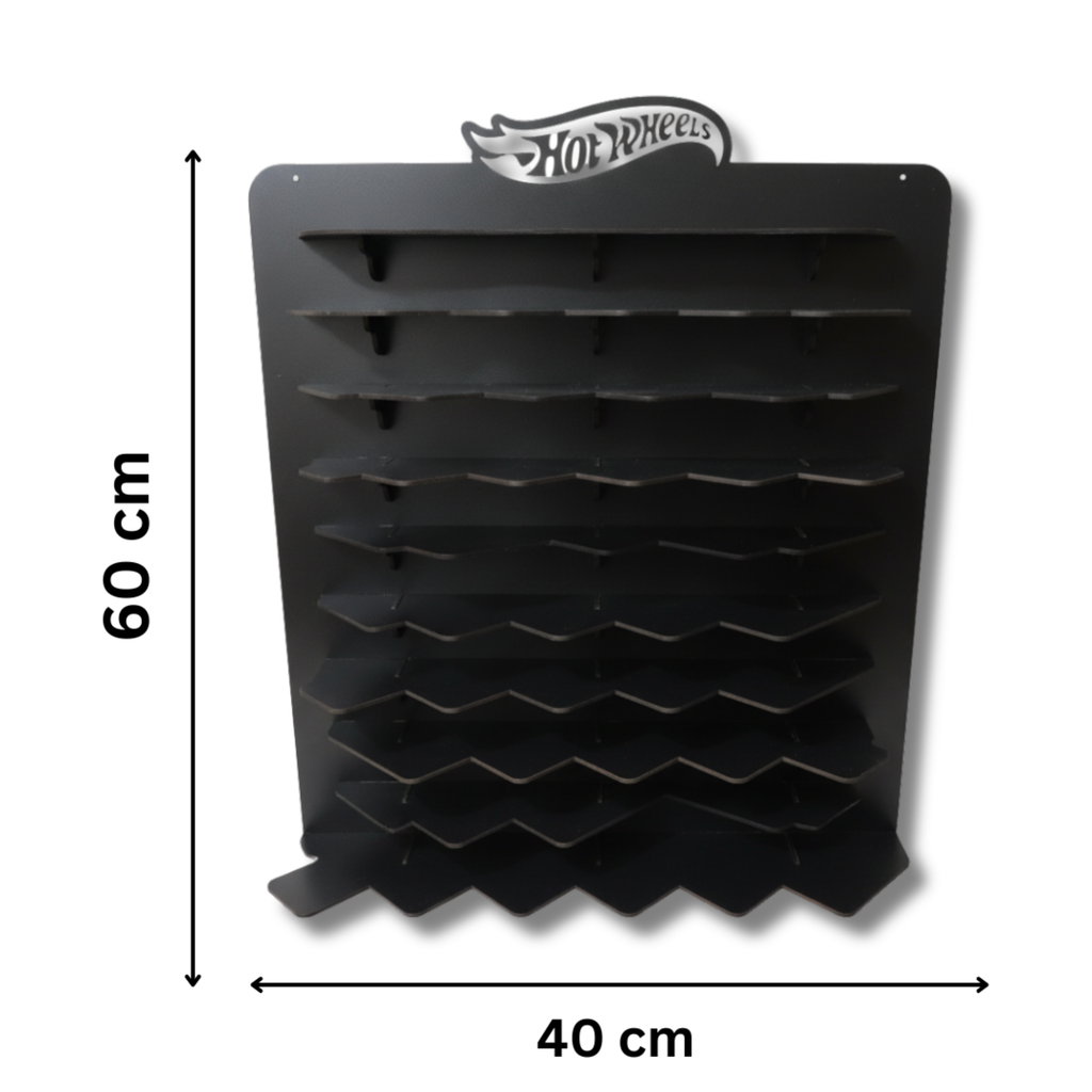 Black Wooden Organizer with 60 Slots for Diecast Car Collection