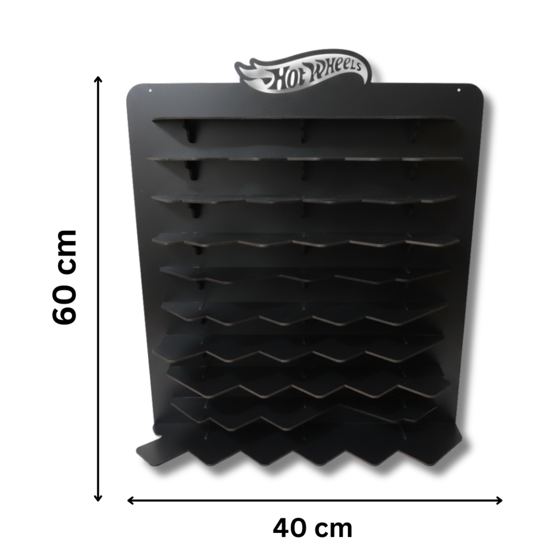 Black Wooden Organizer with 60 Slots for Diecast Car Collection