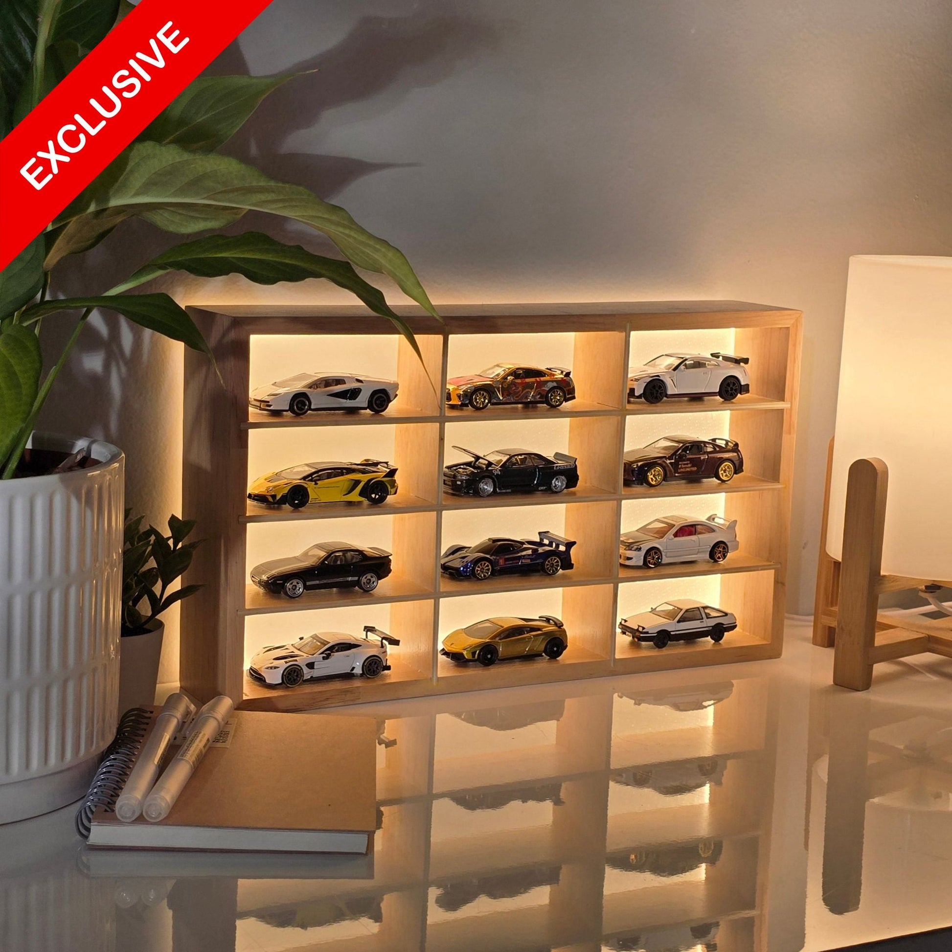 🔥Exclusive Drop Wooden LED  Hot Wheels Organizer Don't Miss Out